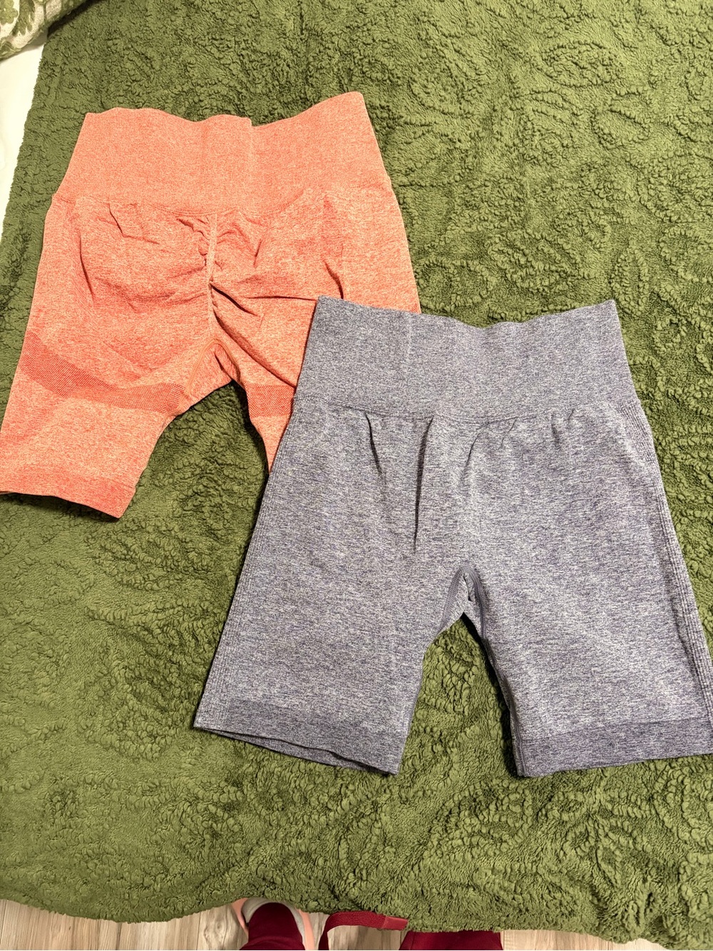SHEIN Seamless Bike Shorts Duo in Coral and Heather Gray